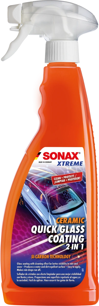 XTREME Ceramic Quick Glass Coating 
 2 en 1 - Nettoyant vitre avec effet déperlant - Sonax