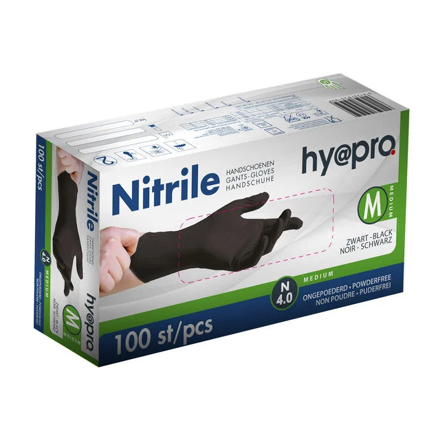 Gants de protection noir en Nitrile [100pcs] - Hy@pro